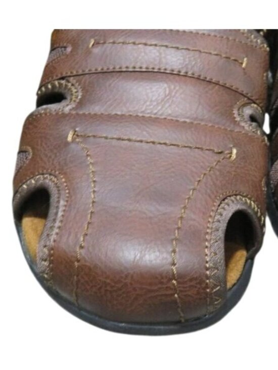 Nunn Bush Brown Leather Rio Grande Fisherman Toe Velcro closure Sandals Sz 13 M main image 12
